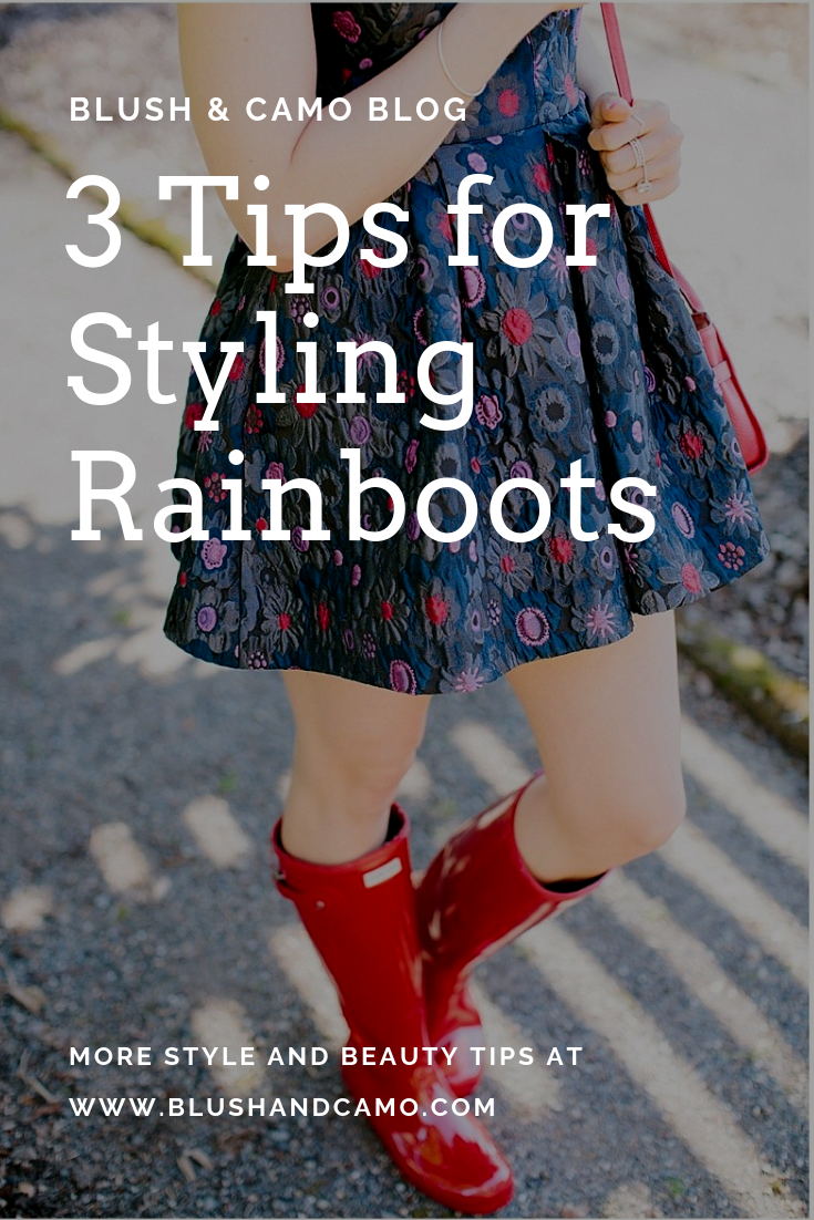 Three Tips For Looking Stylish in Rain boots, blush and camo, style tips, how to style rain boots, rain boot outfit