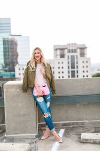 blush and camo, style blog, fashion blog, bomber jacket, how to style, style tips, valentino rocketed caged flats, trendy style, fall fashion, fall style