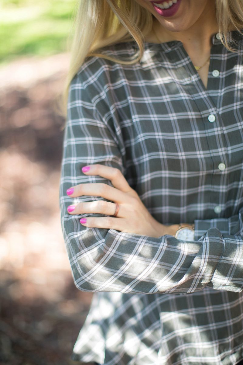 enso rings, blush and camo, fashion blog, active lifestyle, plaid, fall fashion 