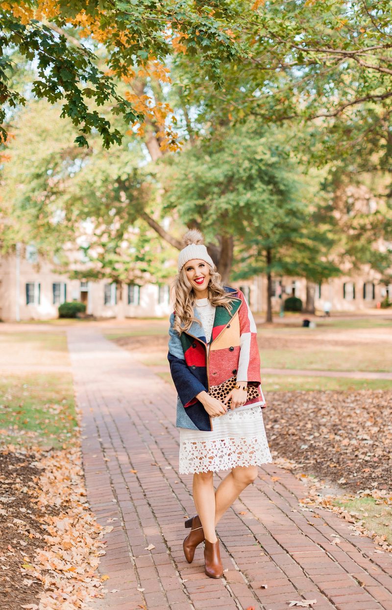 blush and camo, style blog, fall fashion, tory burch coat, fashion blog, white dress, style tips