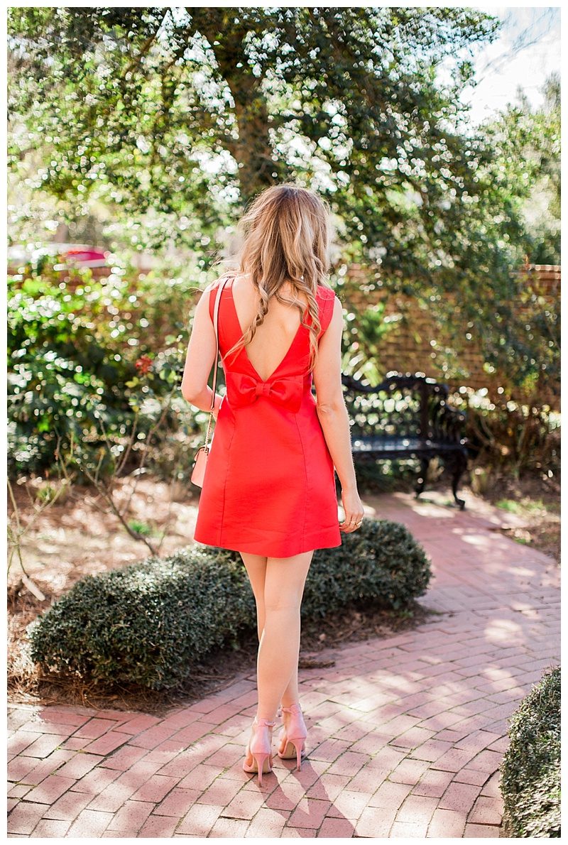 valentine's day, blush and camo, style tips, fashion blog, kate spade, kate spade new york dress