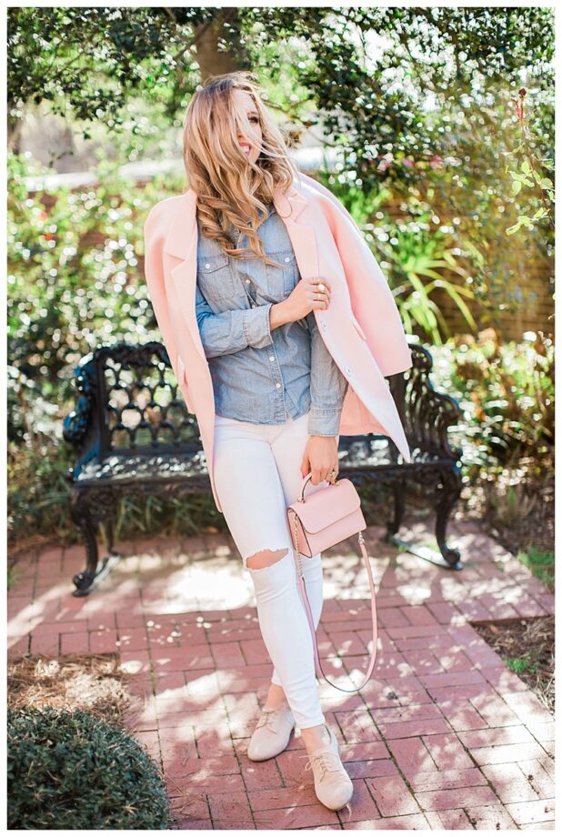 blush and camo, chambray, canandian tuxedo, pastel, spring style, old navy jeans. m. gemi, kate spade