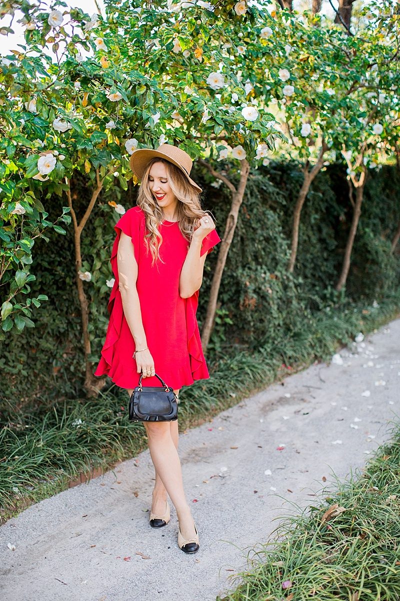 blush and camo. red valentino, spring style, chanel flats, boater hat francesca's, style tips 