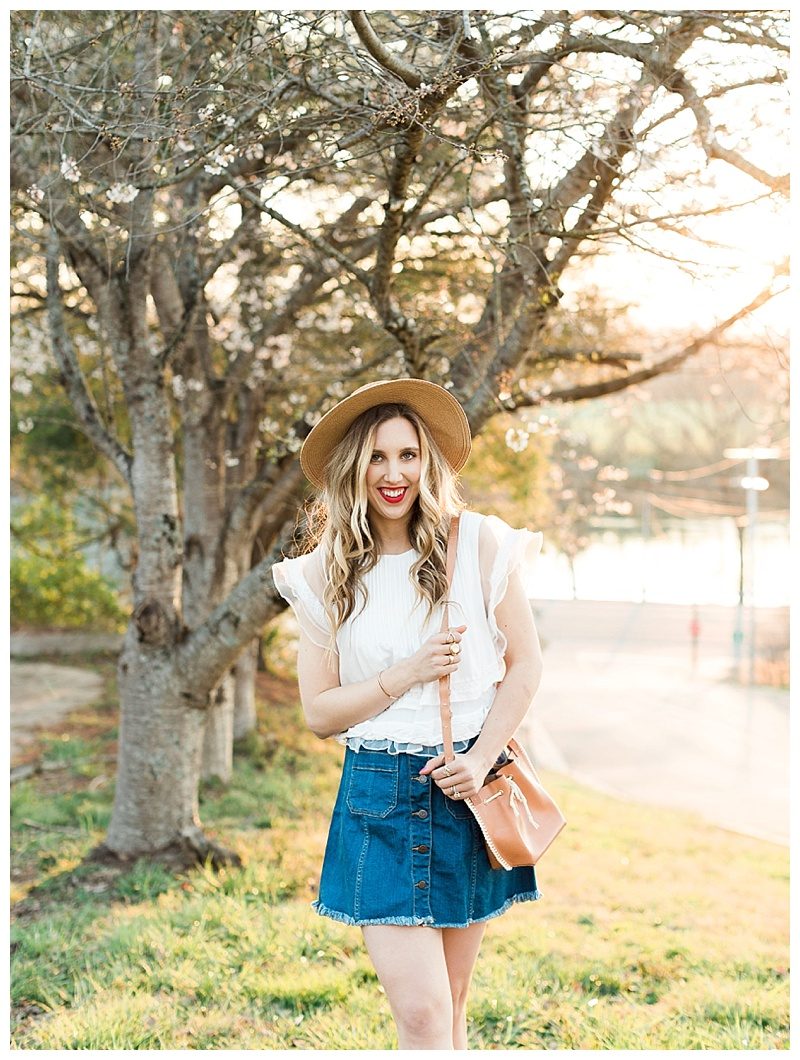 blush and camo, style tips, how to style, wardrobe classics, jean skirt 